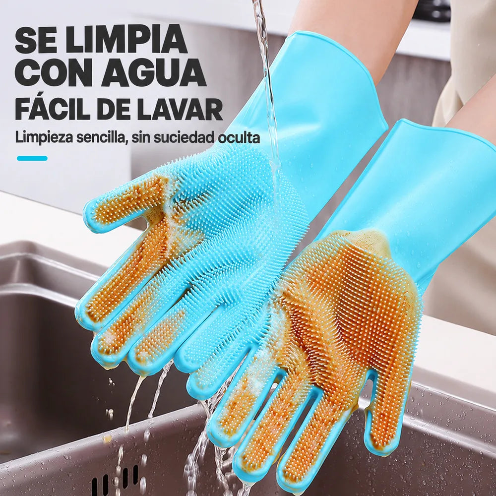Corte del guante Orvenisa mostrando la superficie de silicona sin poros y las púas