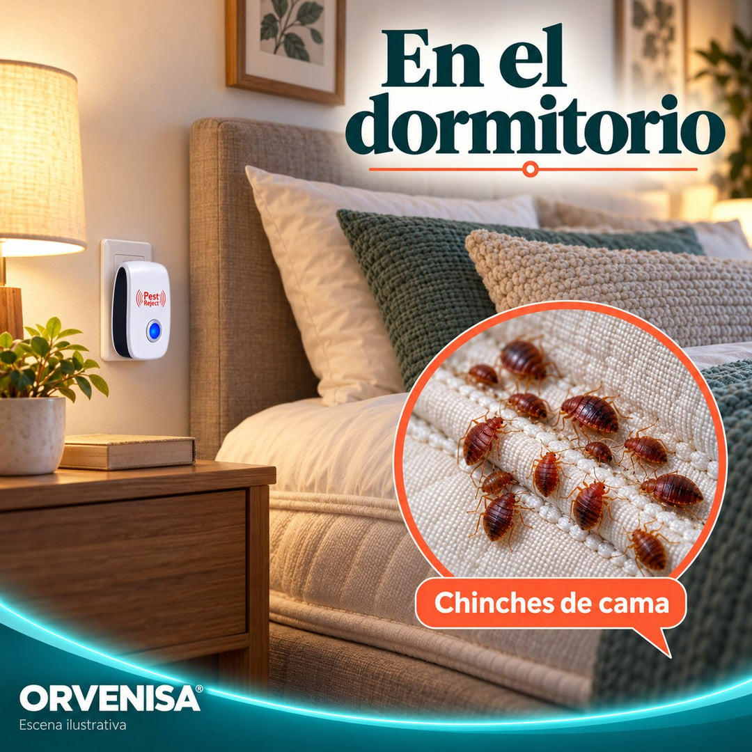 Repelente enchufado en el dormitorio