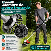 Cabezal de alambre de acero trenzado en uso