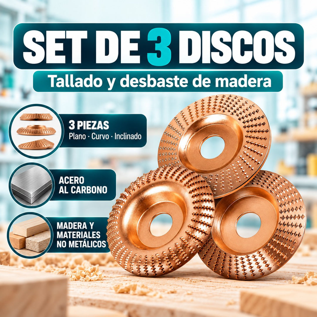 Set de 3 discos de desbaste para madera
