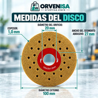 Medidas del disco: 100 mm, orificio 20 mm, espesor 1,0 mm