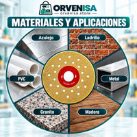 Materiales: azulejo, ladrillo, PVC, metal, granito y madera