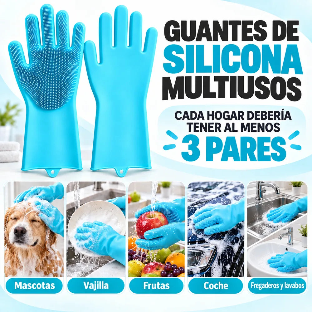 Primer plano de las púas de silicona del guante Orvenisa haciendo espuma