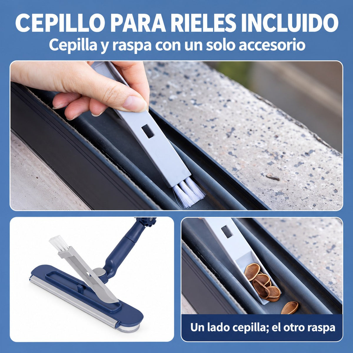 Cepillo para rieles incluido