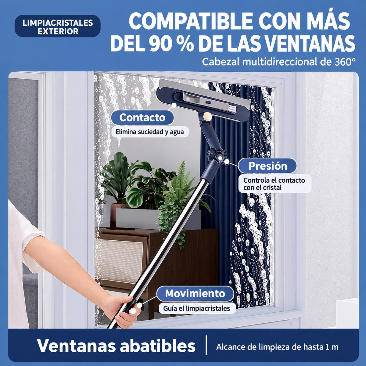 Compatible con más del 90 % de las ventanas