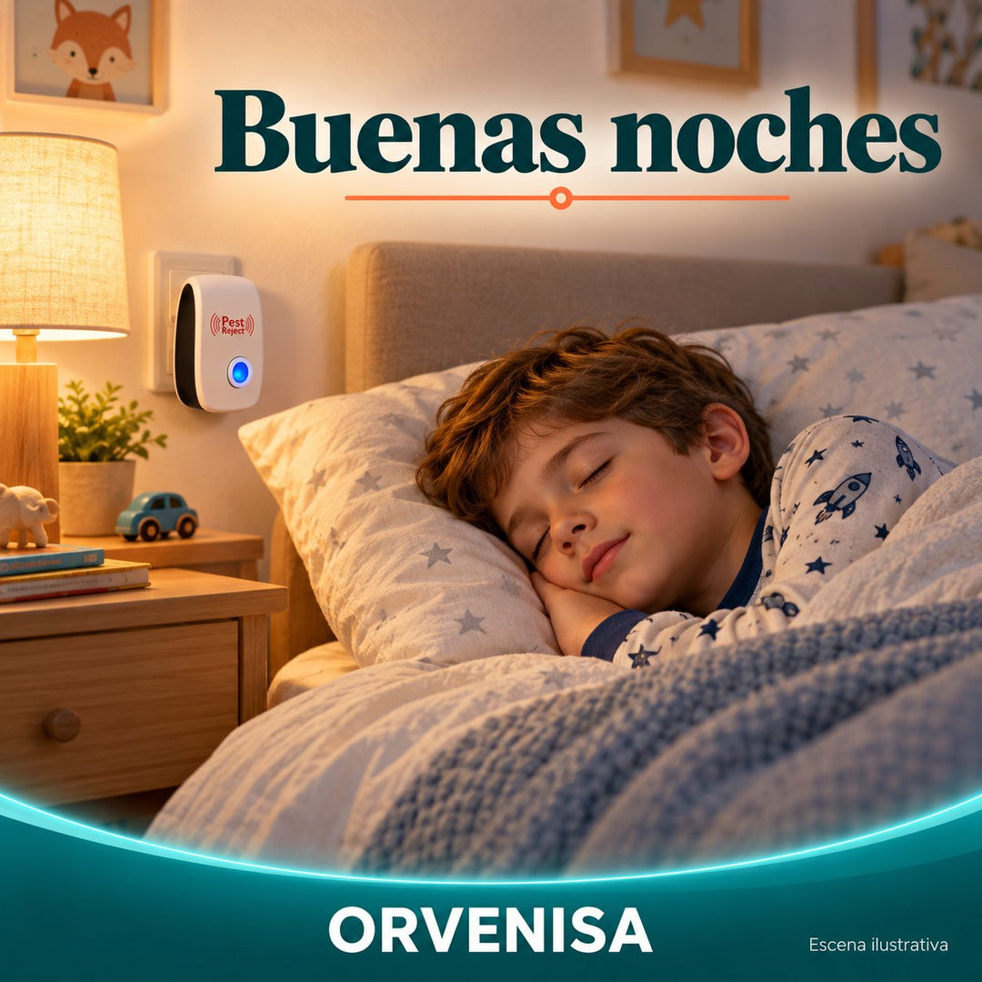 Niño durmiendo con el repelente enchufado en la habitación