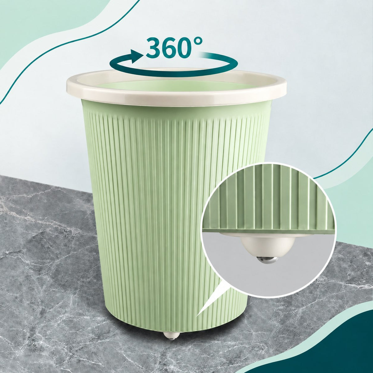 Cubo con ruedas adhesivas 360°